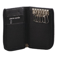 PIERRE CARDIN MENS KEY & CREDIT CARD HOLDER - BLACK ITALIAN LEATHER
